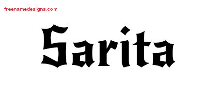 Gothic Name Tattoo Designs Sarita Free Graphic
