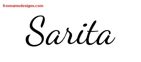 Lively Script Name Tattoo Designs Sarita Free Printout
