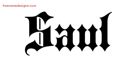 Old English Name Tattoo Designs Saul Free Lettering