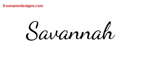 Lively Script Name Tattoo Designs Savannah Free Printout