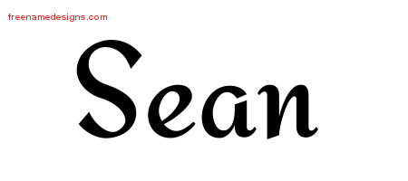 Calligraphic Stylish Name Tattoo Designs Sean Free Graphic