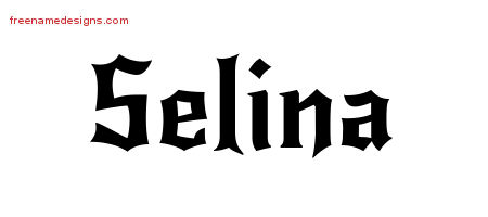 Gothic Name Tattoo Designs Selina Free Graphic