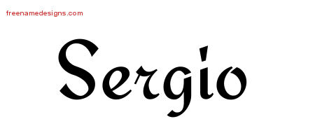 Calligraphic Stylish Name Tattoo Designs Sergio Free Graphic