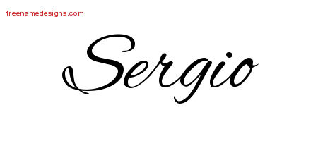 Cursive Name Tattoo Designs Sergio Free Graphic