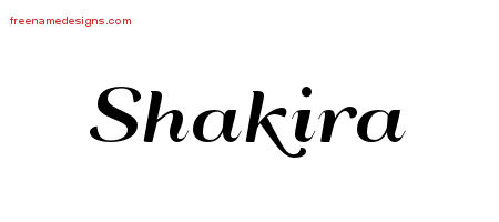 Art Deco Name Tattoo Designs Shakira Printable