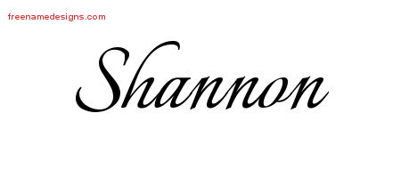 Calligraphic Name Tattoo Designs Shannon Free Graphic
