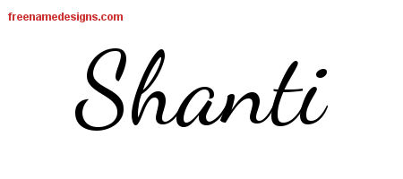 Lively Script Name Tattoo Designs Shanti Free Printout