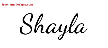 Lively Script Name Tattoo Designs Shayla Free Printout