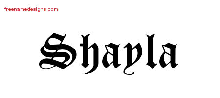 Blackletter Name Tattoo Designs Shayla Graphic Download