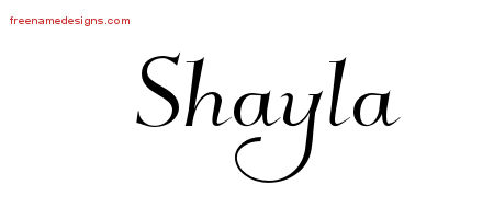 Elegant Name Tattoo Designs Shayla Free Graphic