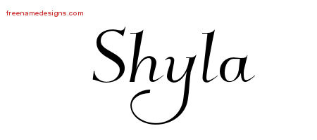 Elegant Name Tattoo Designs Shyla Free Graphic