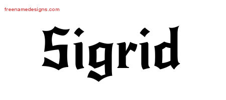 Gothic Name Tattoo Designs Sigrid Free Graphic