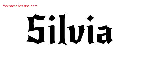 Gothic Name Tattoo Designs Silvia Free Graphic