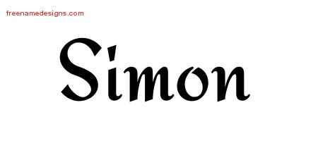 Calligraphic Stylish Name Tattoo Designs Simon Free Graphic