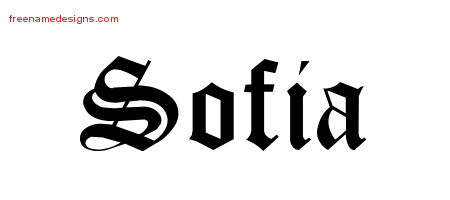 Blackletter Name Tattoo Designs Sofia Graphic Download