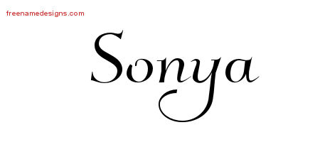 Elegant Name Tattoo Designs Sonya Free Graphic