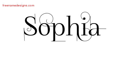Decorated Name Tattoo Designs Sophia Free
