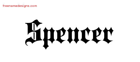 Old English Name Tattoo Designs Spencer Free Lettering