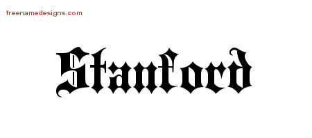 Old English Name Tattoo Designs Stanford Free Lettering