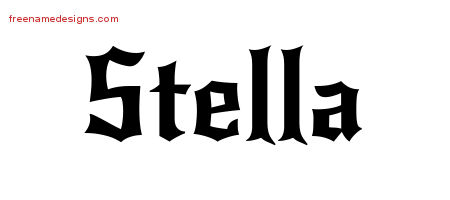 Gothic Name Tattoo Designs Stella Free Graphic