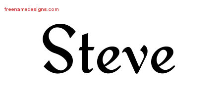 Calligraphic Stylish Name Tattoo Designs Steve Free Graphic