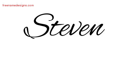 Cursive Name Tattoo Designs Steven Free Graphic