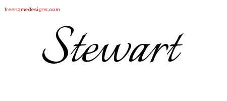 Calligraphic Name Tattoo Designs Stewart Free Graphic