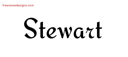 Calligraphic Stylish Name Tattoo Designs Stewart Free Graphic