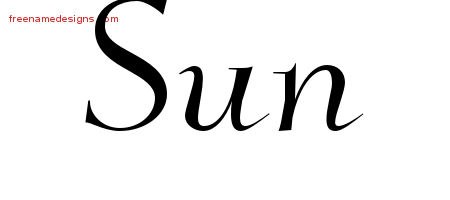 Elegant Name Tattoo Designs Sun Free Graphic