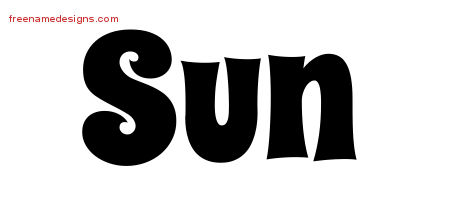 Groovy Name Tattoo Designs Sun Free Lettering