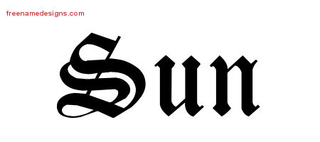 Blackletter Name Tattoo Designs Sun Graphic Download
