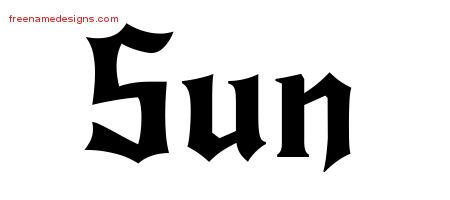 Gothic Name Tattoo Designs Sun Free Graphic