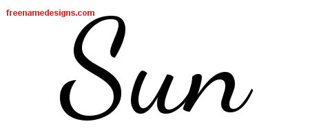 Lively Script Name Tattoo Designs Sun Free Printout
