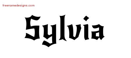 Gothic Name Tattoo Designs Sylvia Free Graphic
