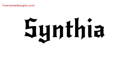 Gothic Name Tattoo Designs Synthia Free Graphic