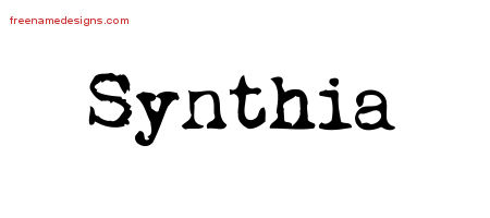 Vintage Writer Name Tattoo Designs Synthia Free Lettering