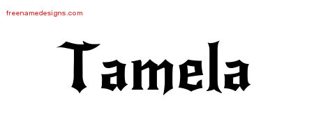 Gothic Name Tattoo Designs Tamela Free Graphic