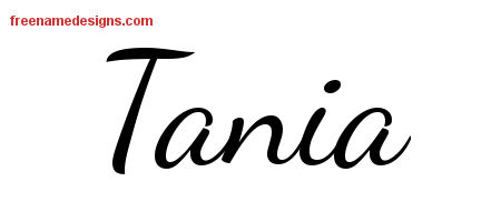 Lively Script Name Tattoo Designs Tania Free Printout