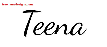Lively Script Name Tattoo Designs Teena Free Printout