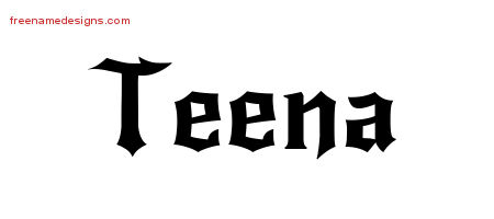 Gothic Name Tattoo Designs Teena Free Graphic