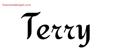 Calligraphic Stylish Name Tattoo Designs Terry Free Graphic