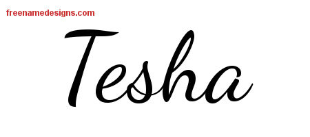 Lively Script Name Tattoo Designs Tesha Free Printout