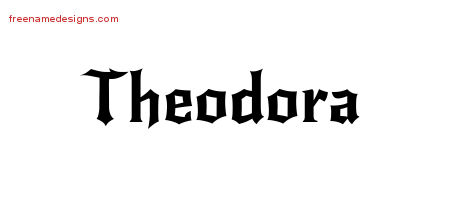 Gothic Name Tattoo Designs Theodora Free Graphic