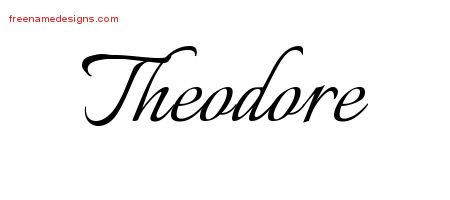 Calligraphic Name Tattoo Designs Theodore Free Graphic
