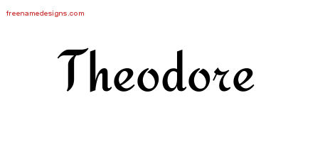 Calligraphic Stylish Name Tattoo Designs Theodore Free Graphic