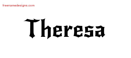 Gothic Name Tattoo Designs Theresa Free Graphic