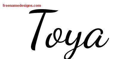 Lively Script Name Tattoo Designs Toya Free Printout