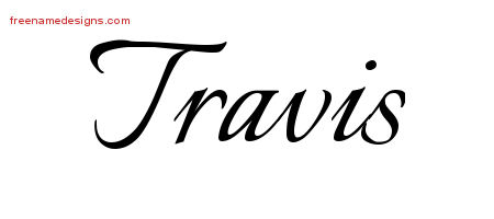 Calligraphic Name Tattoo Designs Travis Free Graphic
