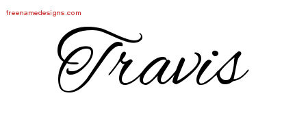 Cursive Name Tattoo Designs Travis Free Graphic