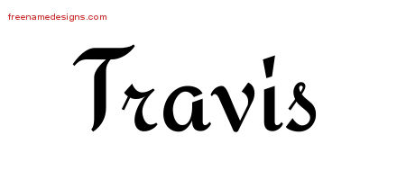 Calligraphic Stylish Name Tattoo Designs Travis Free Graphic